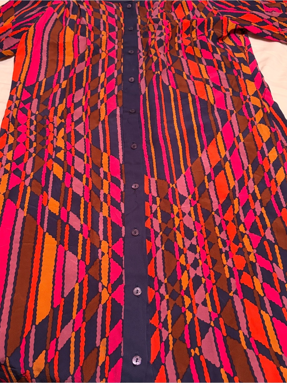 Trina Turk 100% silk dress, size 6, mixed geometric prints